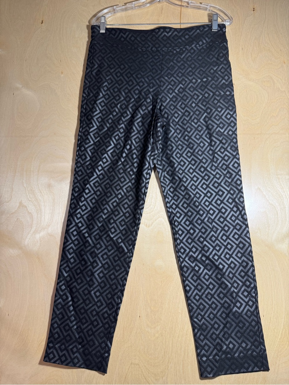 The Pant Co Black Geometric Pull On Pant Size 12